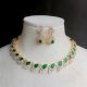 Handmade Brass Metal Jewellery Green Teardrop Necklace Set